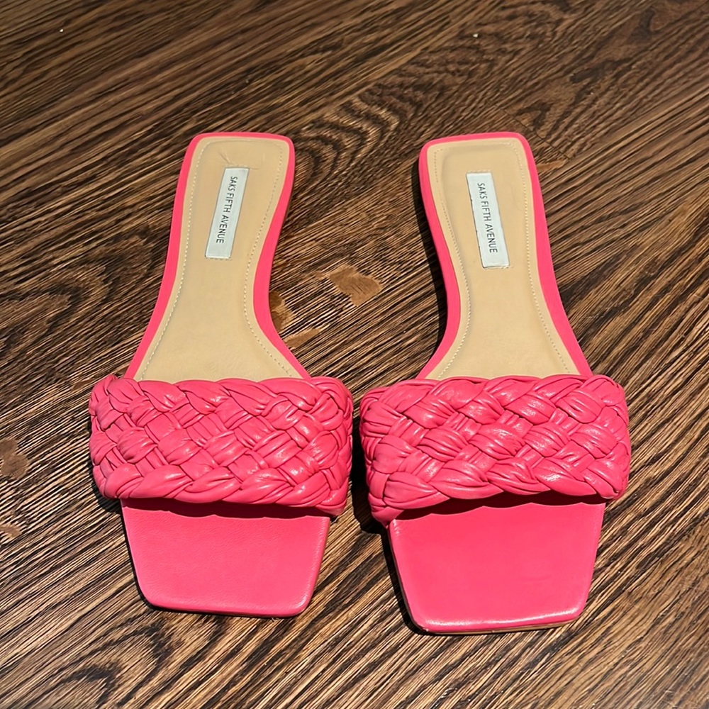 Saks Fifth Avenue sandals; bright pink!!!